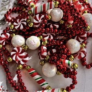 Christmas Garland Beaded with Glitter 12 Ft